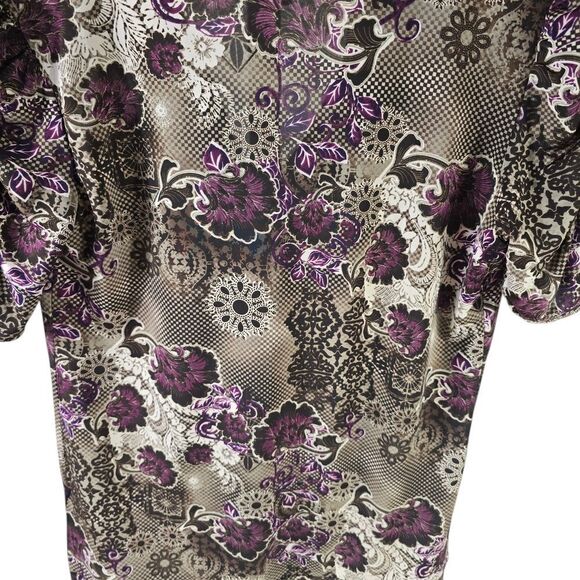 Maurices Brown  and Gray Tie Front Blouse with Graphic Design - Picture 6 of 6